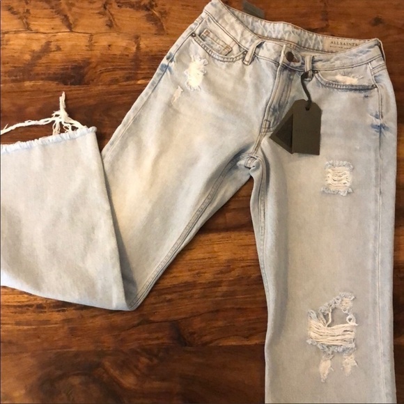 All Saints Flare Cropped Jeans indigo blue 26 - Picture 3 of 8